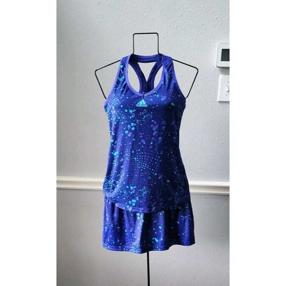 adidas Dresses & Skirts - Adidas Women's Response Trend Skirt Top Blue Magenta Dot Splatter Set S
